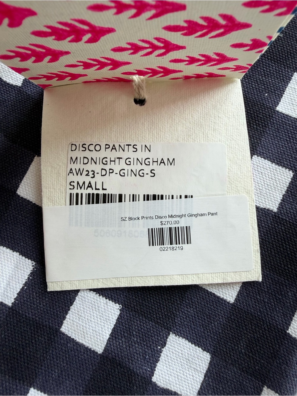 SZ Blockprints Disco Pants Midnight Gingham Size S NWT - Picture 2 of 9